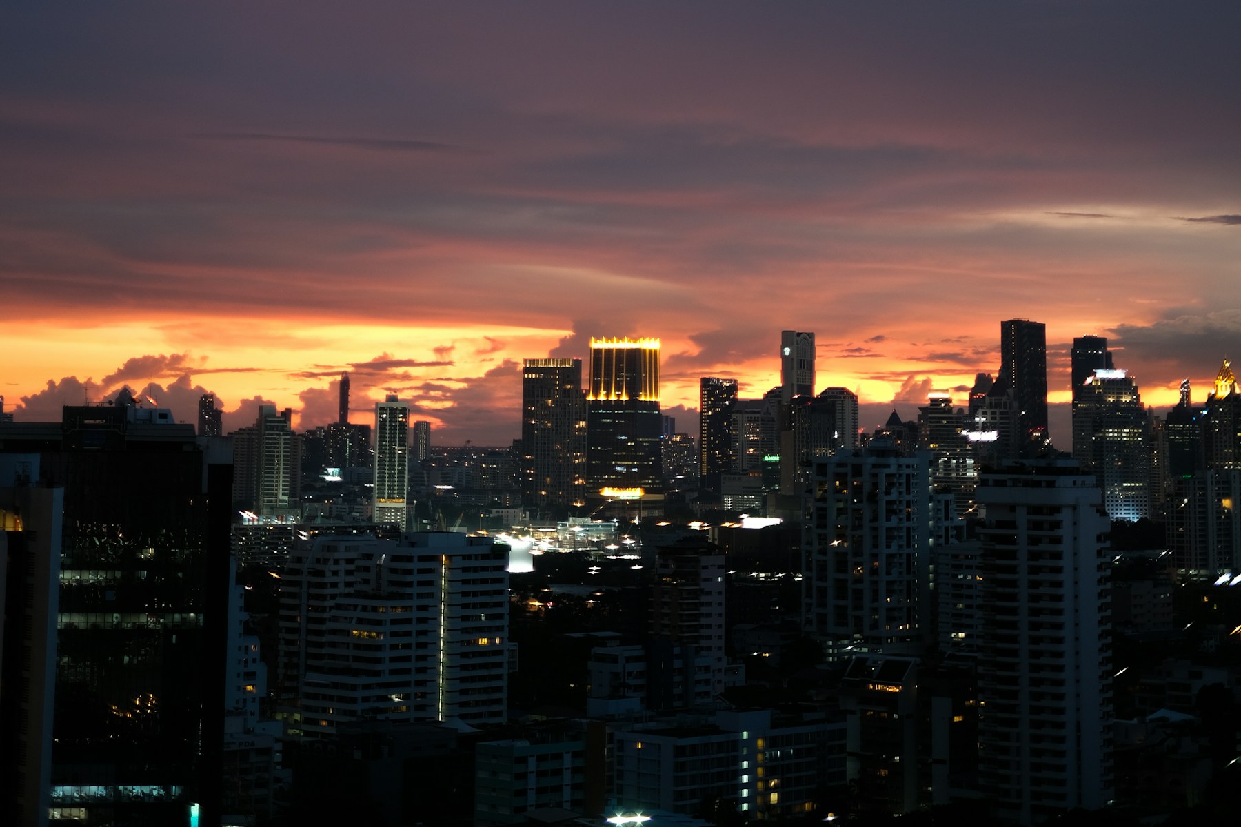 Bangkok city skyline at sunset